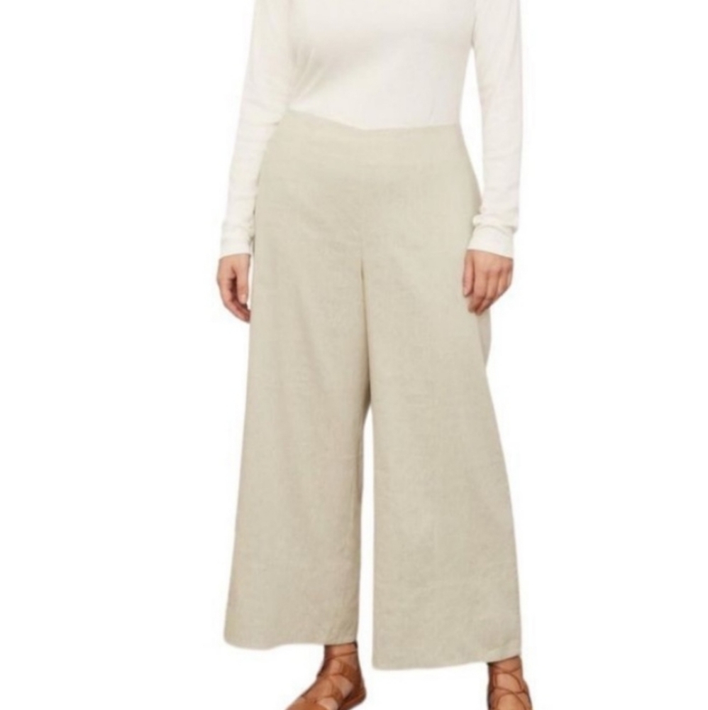 VINCE High-Waist Ivory Quiet Luxury Pants 18 Linen Wide-Leg MInimalist trousers